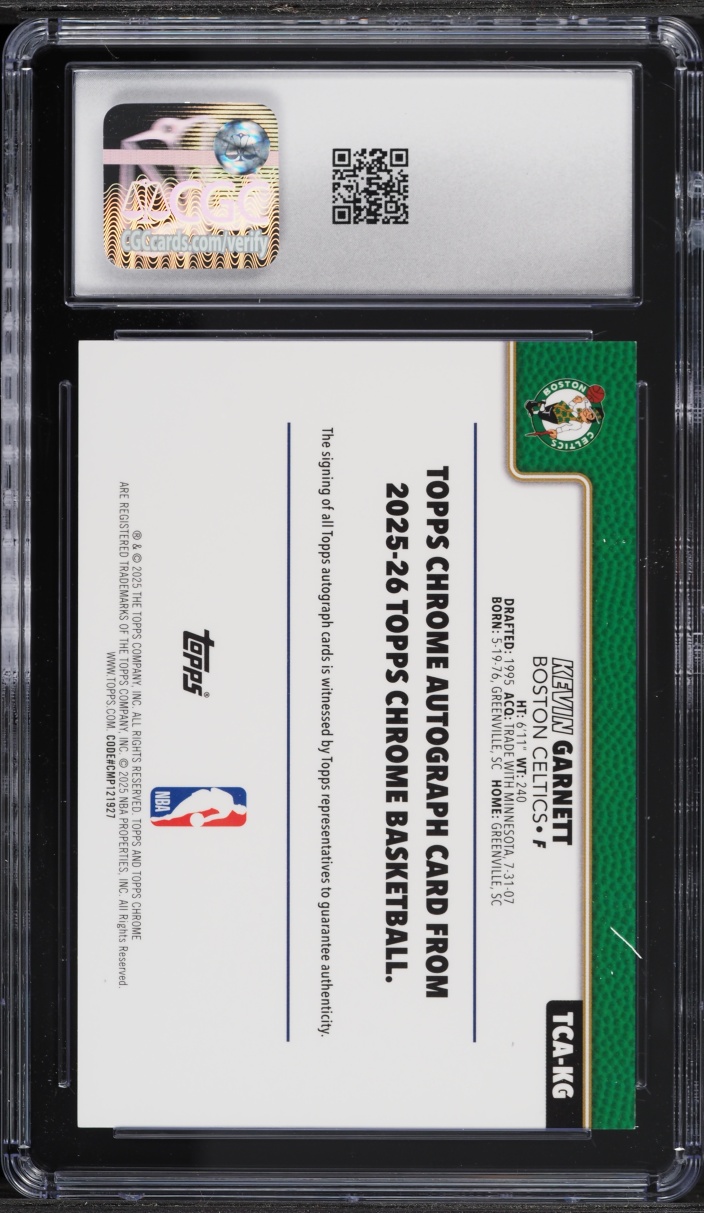 2025 Topps Chrome Gold Geometric Refractor Kevin Garnett AUTO /50 #TCA-KG CGC 10 GEM MINT