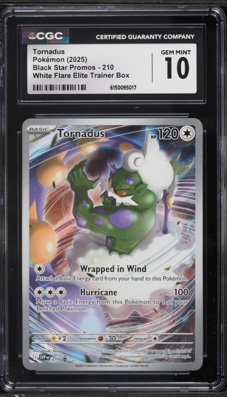2025 Pokemon Scarlet & Violet Promo White Flare ETB Alt Art Tornadus #210 CGC 10 GEM MINT