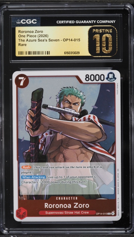 Roronoa Zoro Rare Parallel OP14-015 CGC PRISTINE 10 on Fanatics