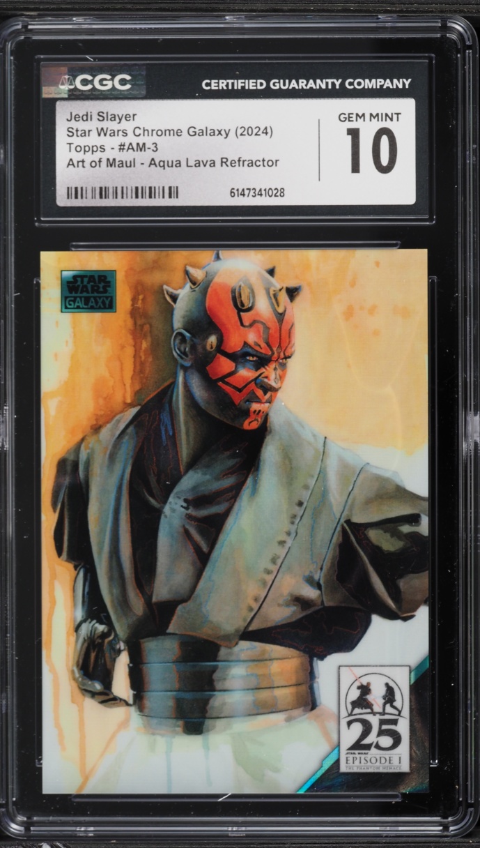 2024 Topps Star Wars Chrome Galaxy Art Of Maul Aqua Lava Refractor Jedi Slayer /175 #AM3 CGC 10