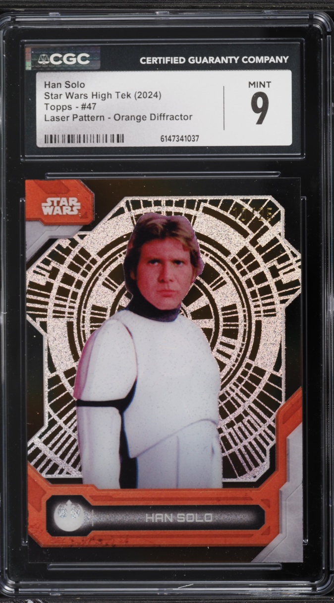 2024 Topps Star Wars High Tek Laser Pattern Orange Diffractor Han Solo #47 CGC 9 MINT
