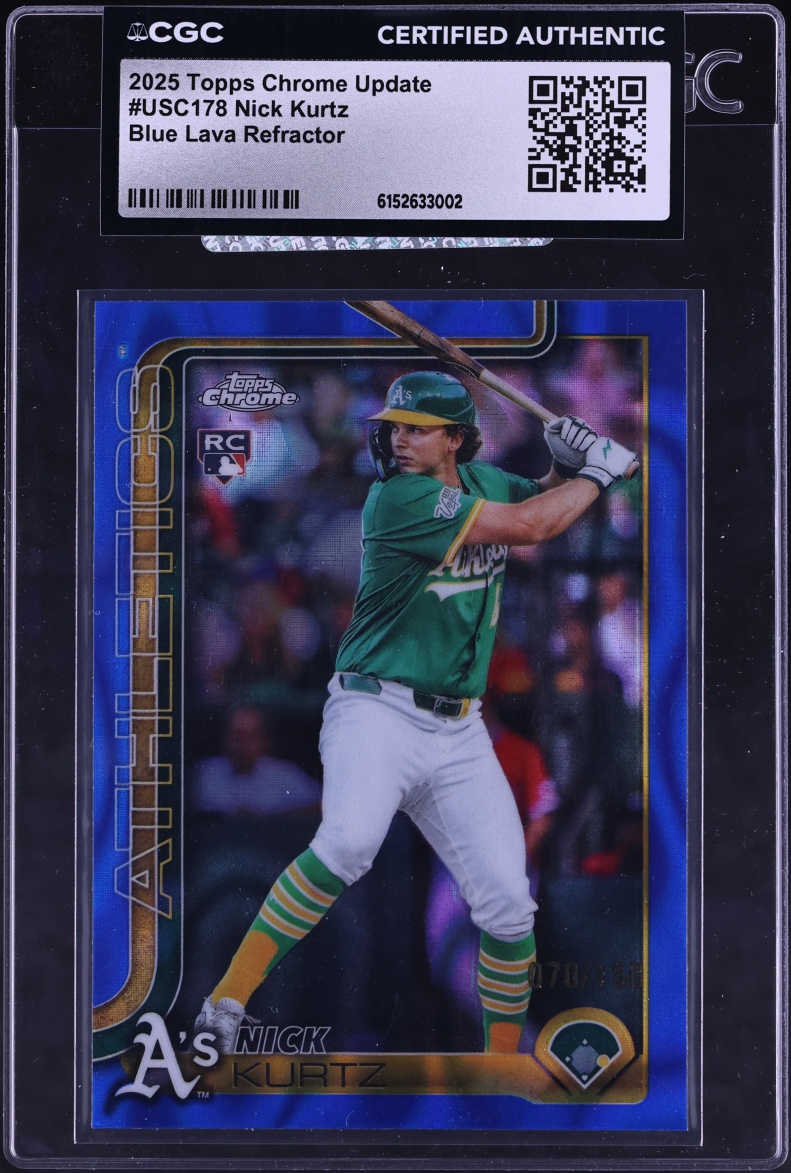 2025 Topps Chrome Update Blue Lava Refractor Nick Kurtz ROOKIE /150 #USC178 CGC AUTH