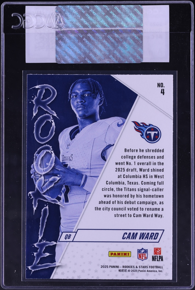 2025 Panini Stars Exclusive Cam Ward ROOKIE #4 CGC AUTH