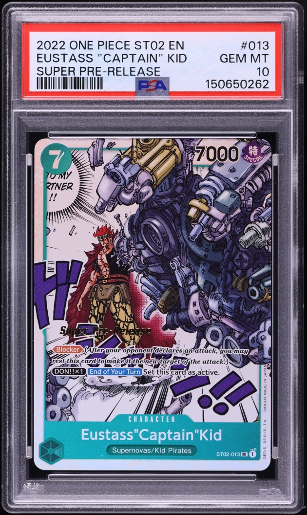 2022 One Piece Worst Generation Super Pre-Release SR Eustass Captain Kid #ST02-013 PSA 10