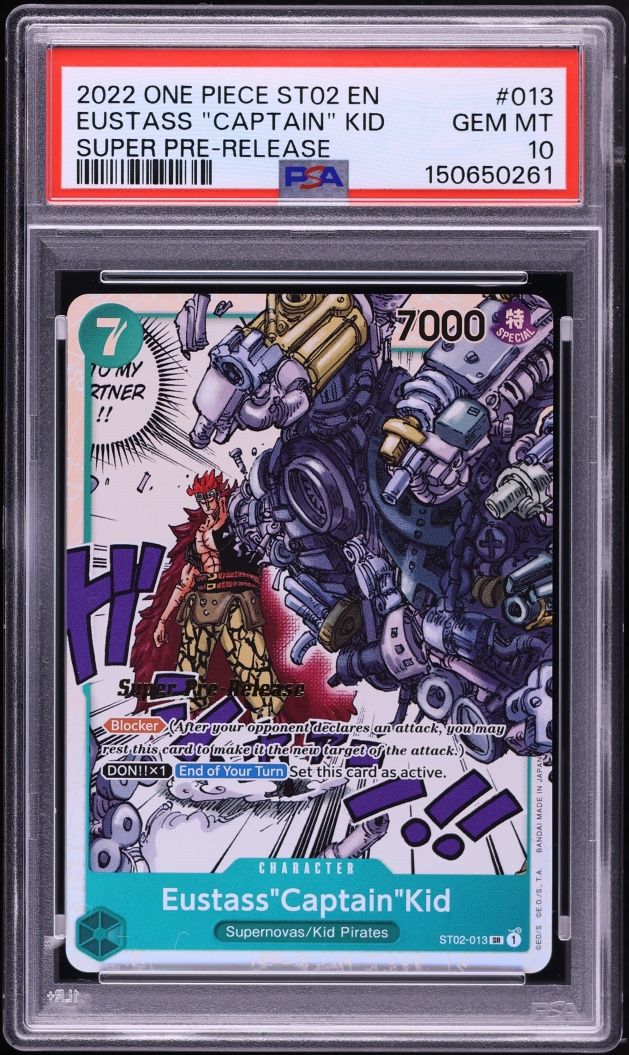 2022 One Piece Worst Generation Super Pre-Release SR Eustass Captain Kid #ST02-013 PSA 10