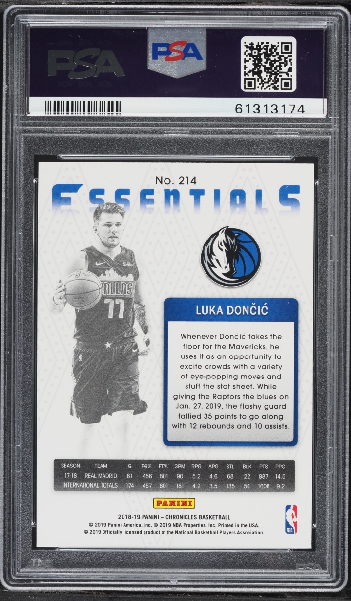 2018 Panini Chronicles Essentials Luka Doncic ROOKIE #214 PSA 9 MINT