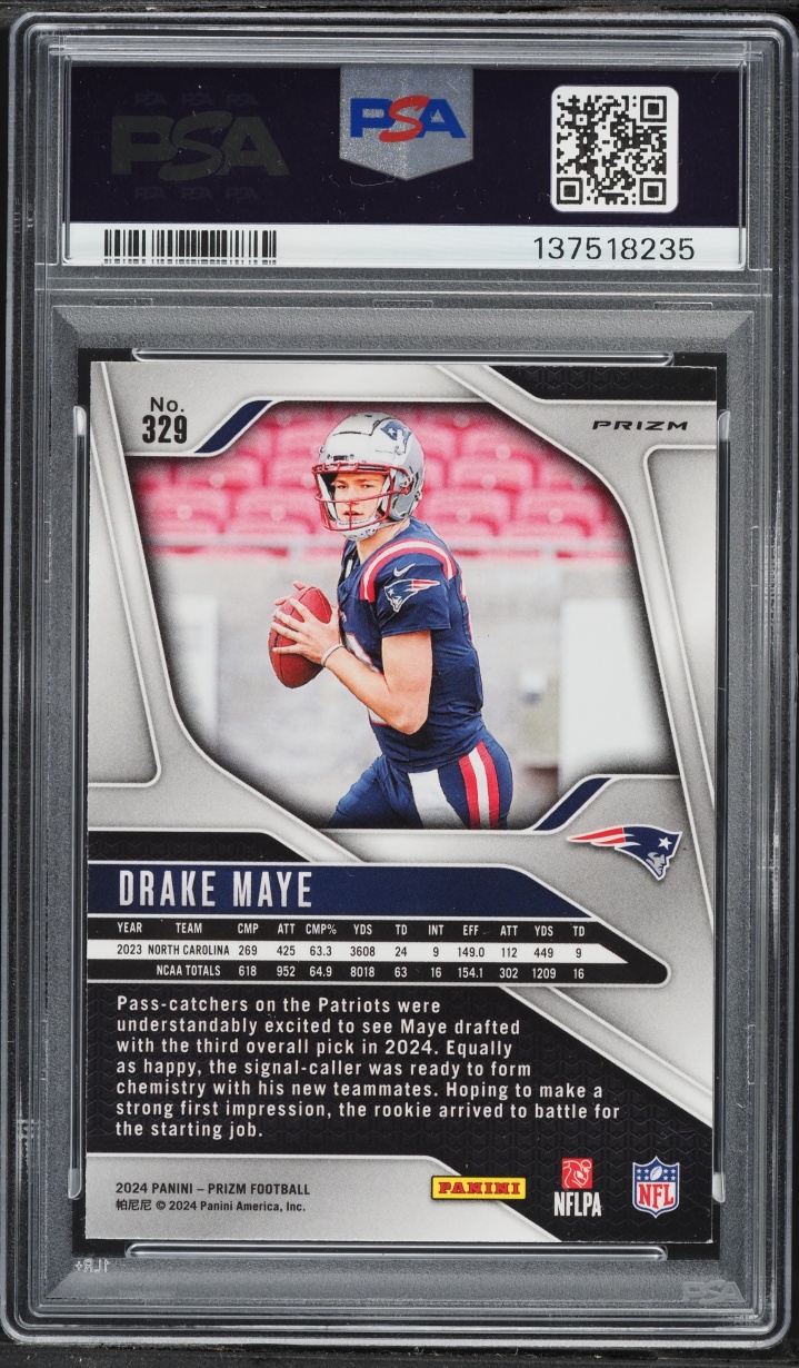 2024 Panini Prizm Silver Drake Maye ROOKIE #329 PSA 9 MINT