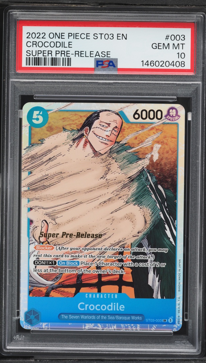2022 One Piece The Seven Warlords Of The Sea Super Pre-Release SR Crocodile #ST03-003 PSA 10