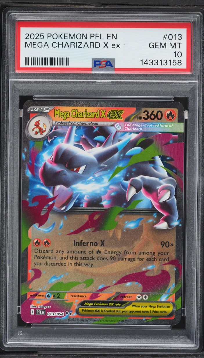 2025 Pokemon Mega Evolution Phantasmal Flames Holo Mega Charizard X Ex #13 PSA 10 GEM MINT