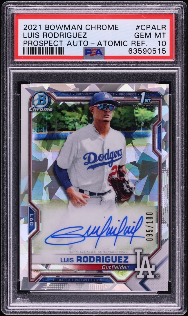 2021 Bowman Chrome Atomic Refractor Luis Rodriguez PROSPECT AUTO /100 #CPA-LR PSA 10 GEM MINT