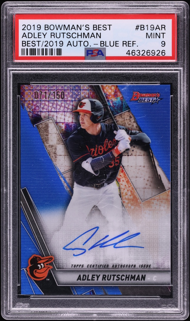 2019 Bowman's Best Of 2019 Blue Ref. Adley Rutschman PROSPECT AUTO /150 #B19AR PSA 9 MINT