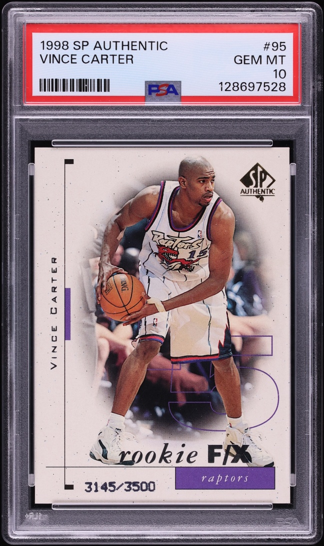 1998 SP Authentic Vince Carter ROOKIE /3500 #95 PSA 10 GEM MINT