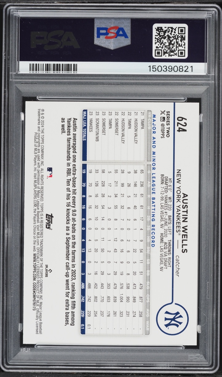 2024 Topps Austin Wells ROOKIE #624 PSA 10 GEM MINT