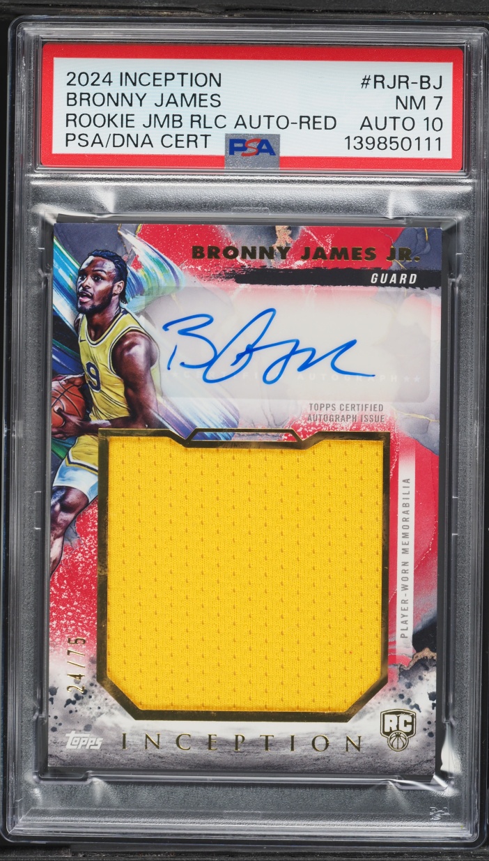 2024 Topps Inception Jumbo Red Bronny James Jr. ROOKIE PATCH AUTO DNA 10 /75 #RJR-BJ PSA 7