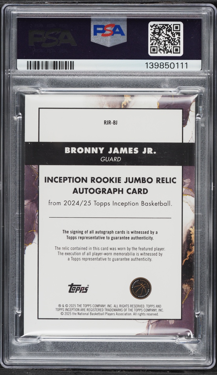 2024 Topps Inception Jumbo Red Bronny James Jr. ROOKIE PATCH AUTO DNA 10 /75 #RJR-BJ PSA 7