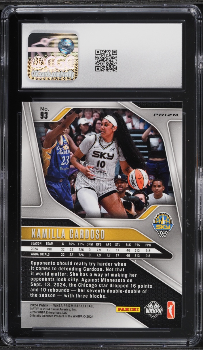 2024 Panini Prizm WNBA Blue Velocity Kamilla Cardoso ROOKIE #93 CGC 7 NRMT