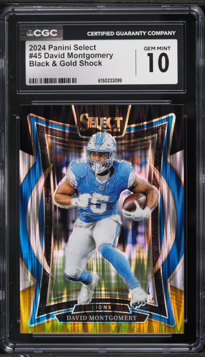 2024 Select Concourse Black & Gold Shock David Montgomery #45 CGC 10 GEM MINT