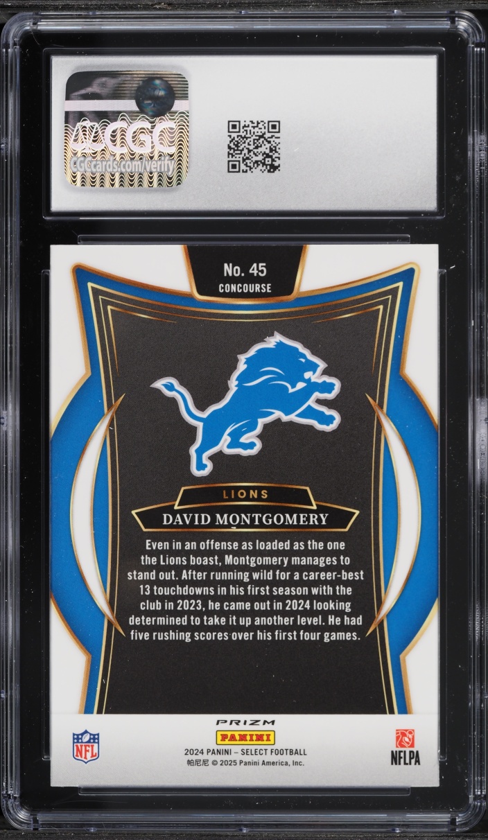 2024 Select Concourse Black & Gold Shock David Montgomery #45 CGC 10 GEM MINT