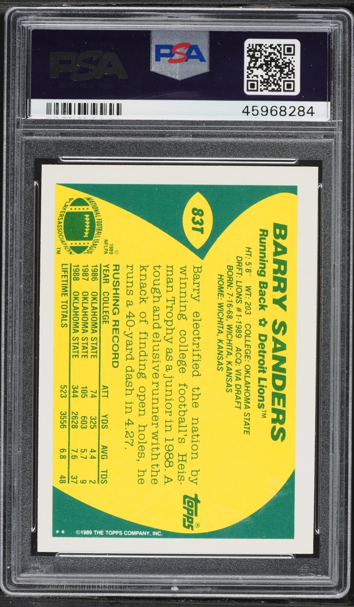 1989 Topps Traded Barry Sanders ROOKIE #83T PSA 10 GEM MINT