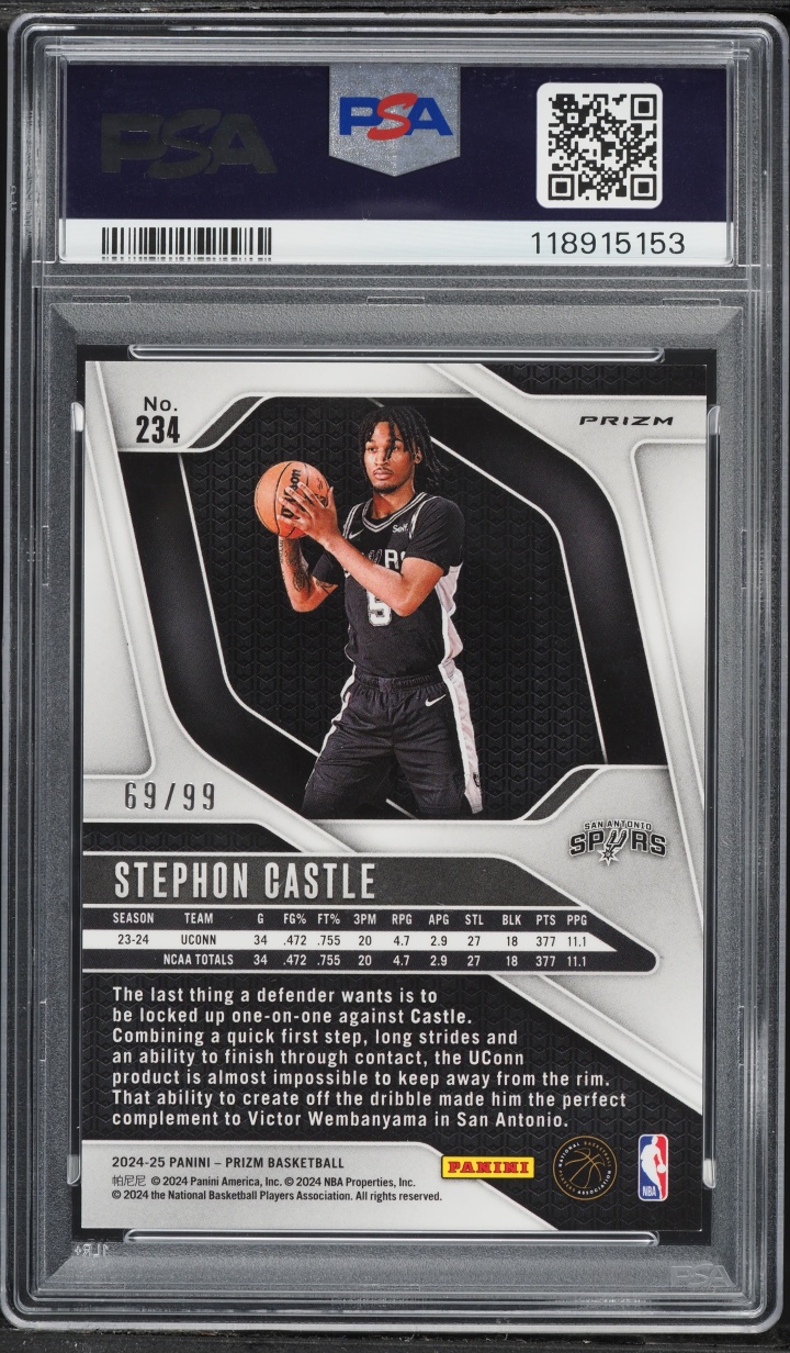 2024 Panini Prizm Purple Stephon Castle ROOKIE /99 #234 PSA 9 MINT