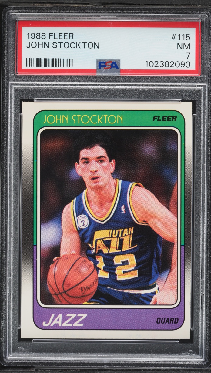 1988 Fleer Basketball John Stockton ROOKIE #115 PSA 7 NRMT