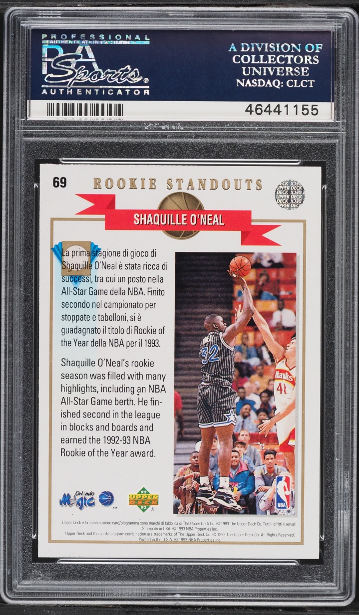 1992 Upper Deck International Italian Shaquille O'Neal ROOKIE #69 PSA 10 GEM MINT