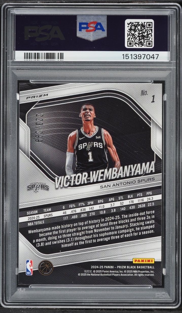 2024 Panini Prizm Black Red Victor Wembanyama /299 #1 PSA 9 MINT