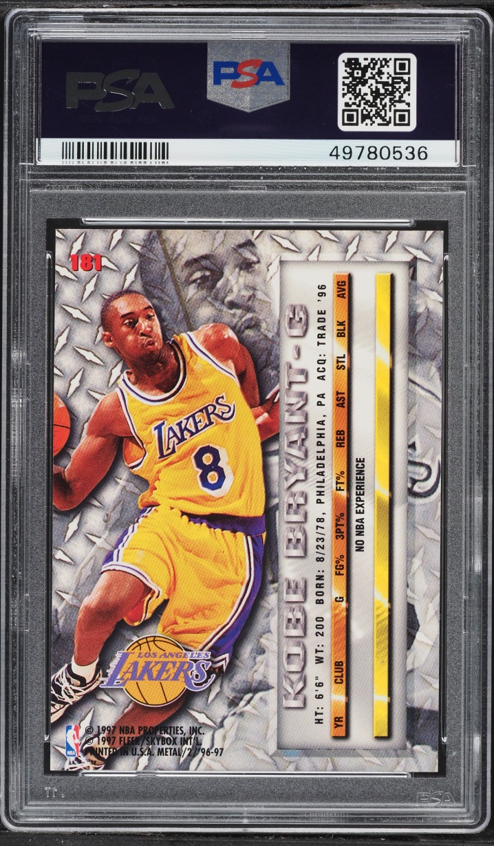 1996 Metal Basketball Kobe Bryant ROOKIE #181 PSA 8 NM-MT