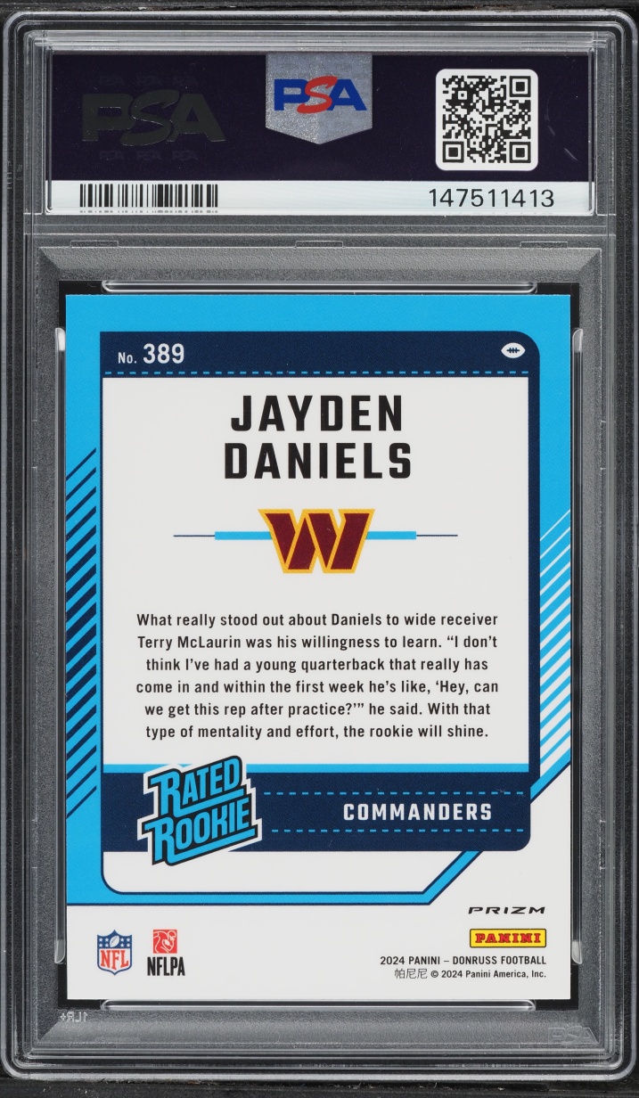 2024 Donruss Optic Preview Blue Scope Jayden Daniels ROOKIE #389 PSA 8 NM-MT