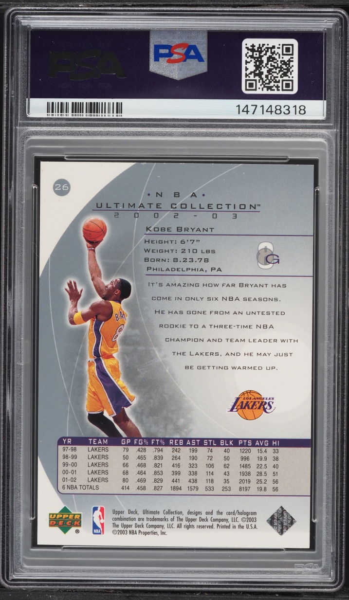 2002 Ultimate Collection Kobe Bryant /750 #26 PSA 8 NM-MT