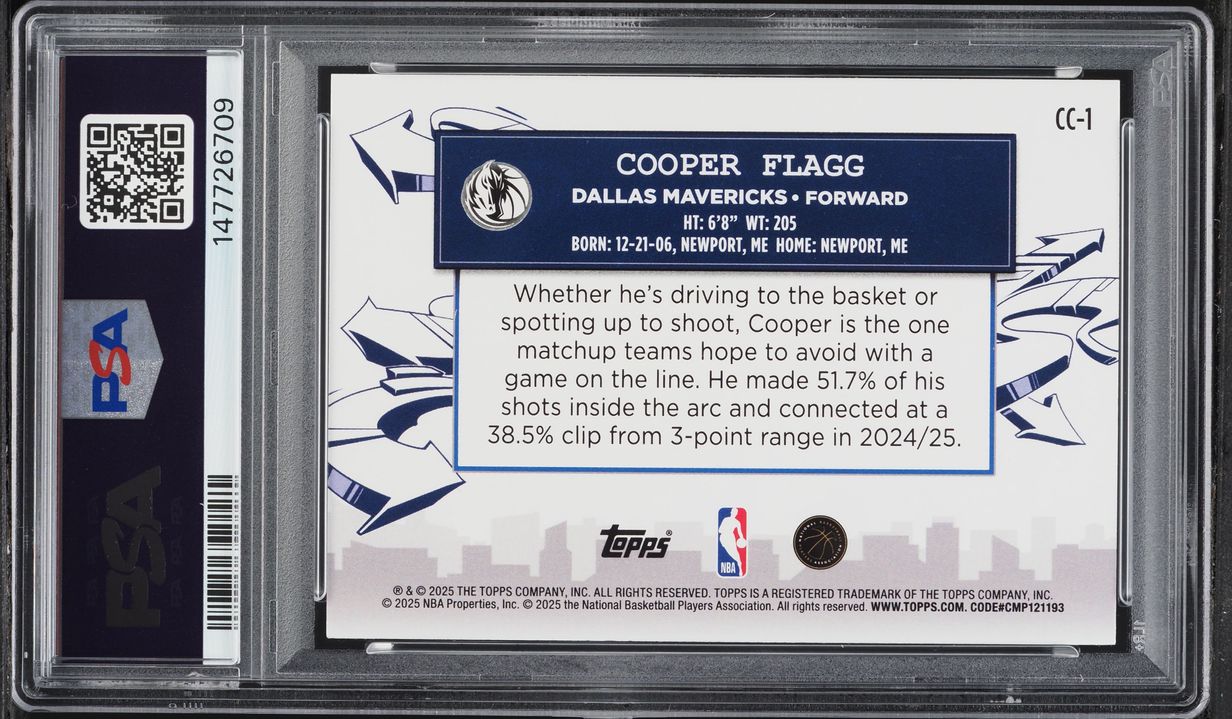 2025 Topps Clutch City Prospects Cooper Flagg ROOKIE #CC-1 PSA 10 GEM MINT