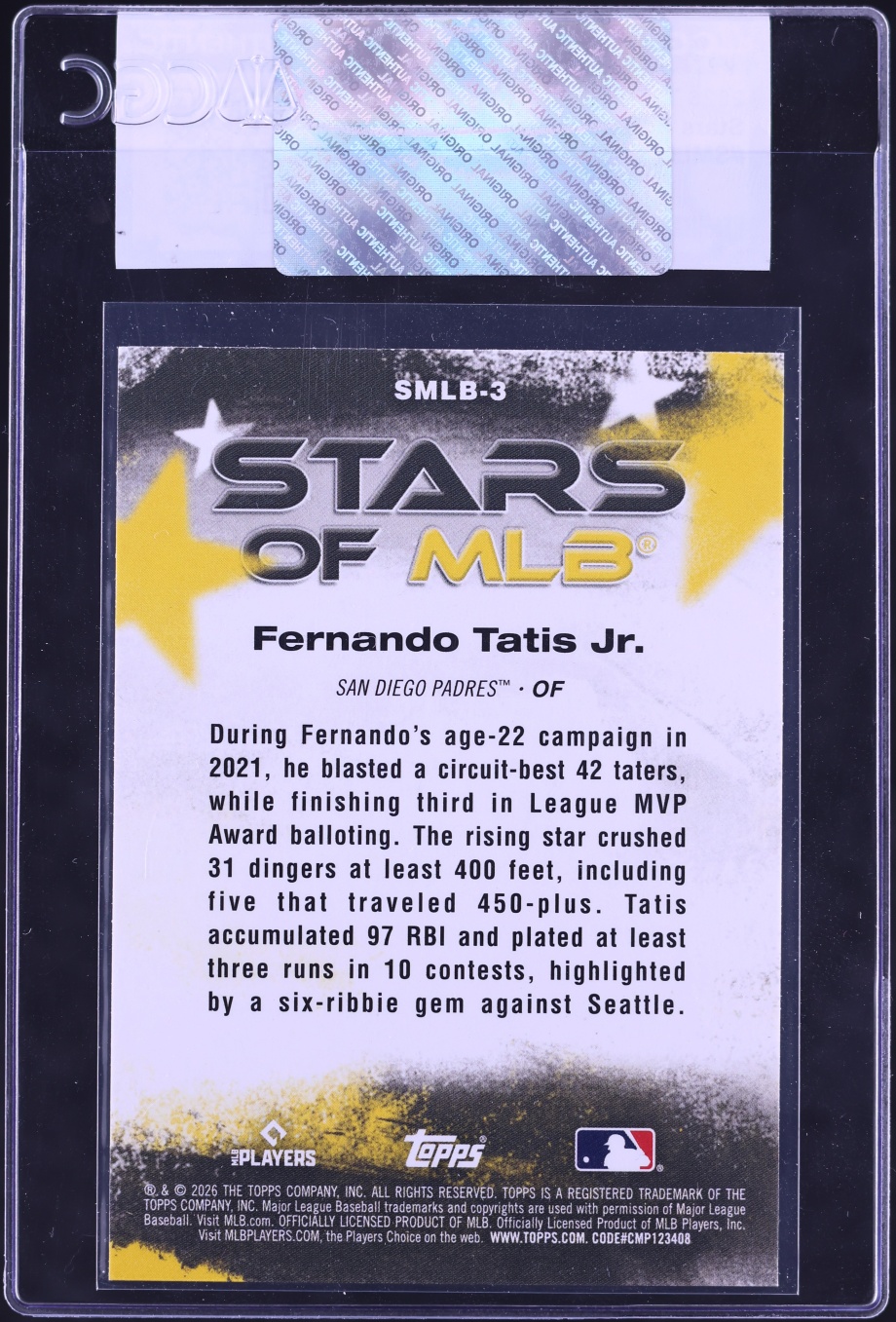 2026 Topps Stars Of MLB Fernando Tatis Jr. #SMLB-3 CGC AUTH