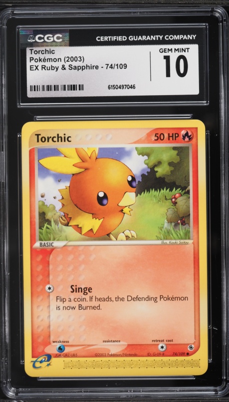 2003 Pokemon EX Ruby & Sapphire Torchic #74 CGC 10 GEM MINT
