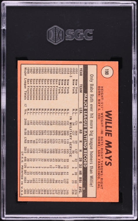 1969 Topps Willie Mays #190 SGC 5 EX