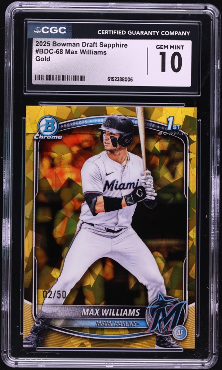 2025 Bowman Chrome Draft Sapphire Gold Max Williams PROSPECT /50 #BDC-68 CGC 10 GEM MINT