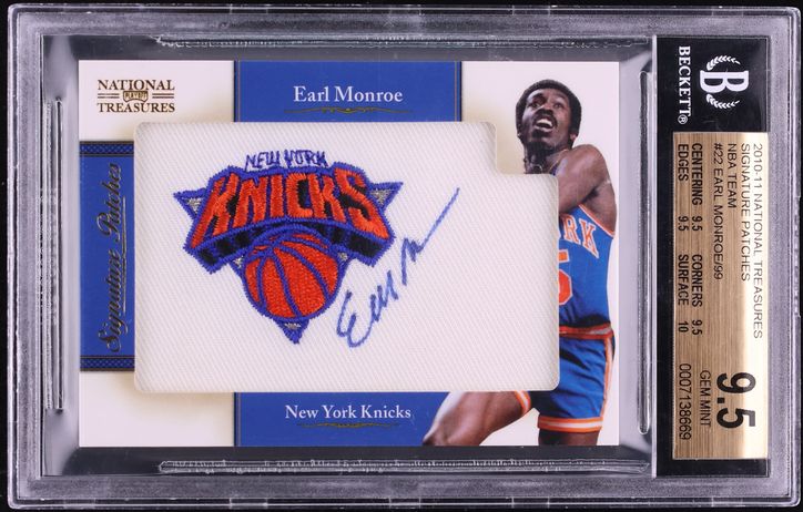 2010 Playoff National Treasures Earl Monroe PATCH AUTO /99 #22 BGS 9.5 GEM MINT