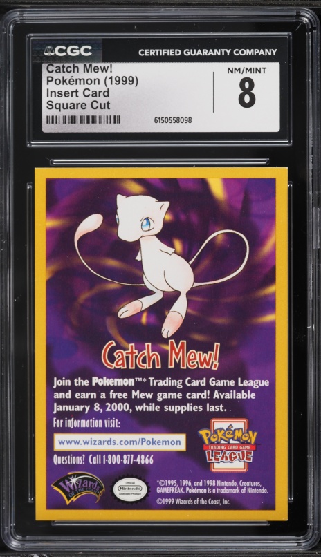 1999 Pokemon Insert Card Square Cut Catch Mew! CGC 10 GEM MINT on Fanatics Collect 1999 Pokemon Insert Card Square Cut Catch Mew! CGC 10 GEM MINT on Fanatics Collect