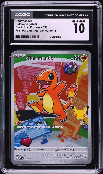 2026 Pokemon Mega Evolution Promo First Partner Illustration Full Art Charmander #38 CGC 10 GEM