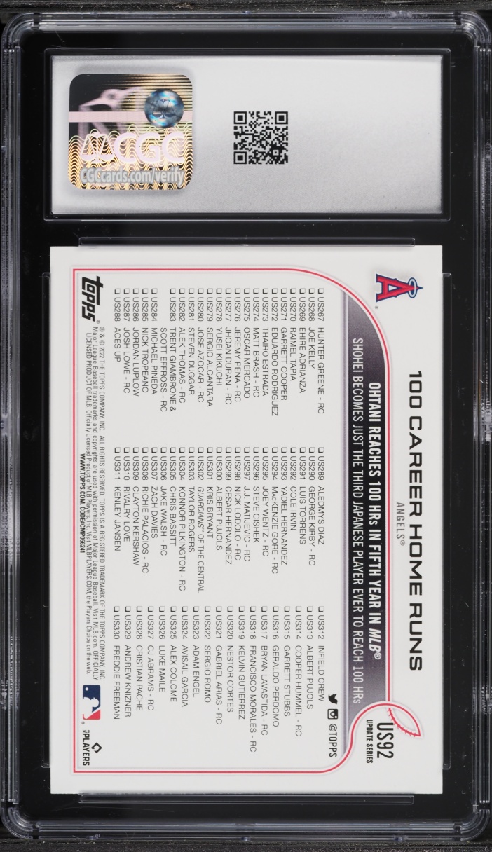 2022 Topps Update 100 Career Home Runs Shohei Ohtani #US92 CGC 9 MINT