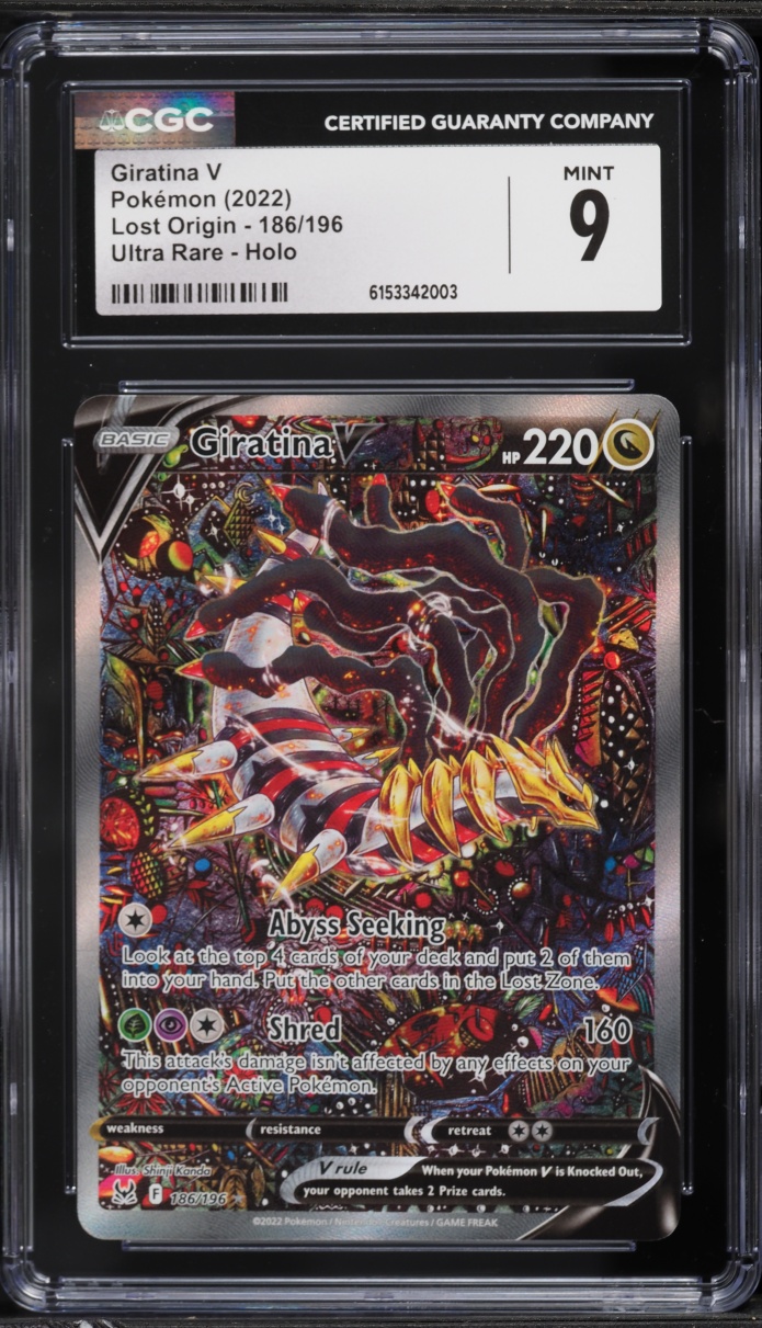 2022 Pokemon Sword & Shield Lost Origin Full Art Giratina V #186 CGC 9 MINT