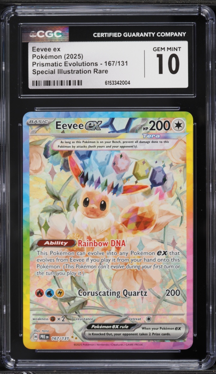 2025 Pokemon Scarlet & Violet Prismatic Evolutions SIR Eevee EX #167 CGC 10 GEM MINT