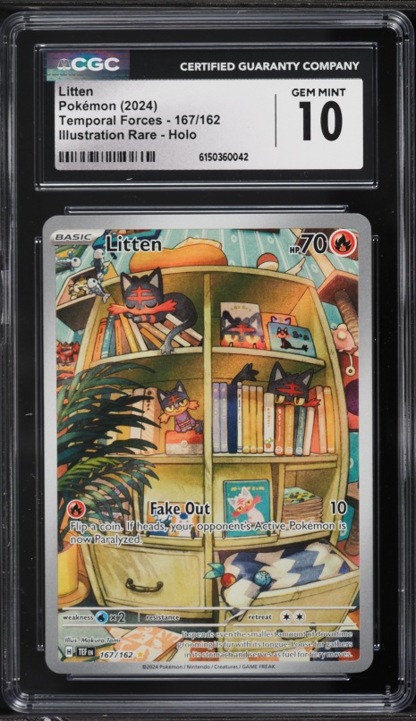 2024 Pokemon Scarlet & Violet Temporal Forces IR Litten #167 CGC 10 GEM MINT