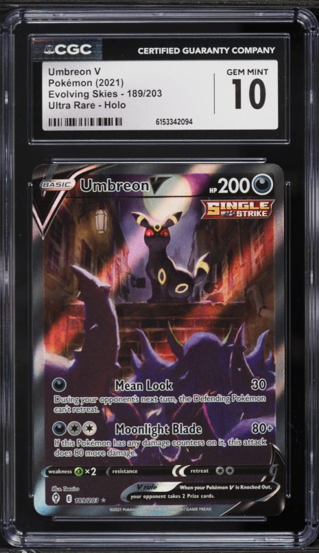 2021 Pokemon Sword & Shield Evolving Skies Full Art Umbreon V #189 CGC 10 GEM MINT on Fanatics Collect 2021 Pokemon Sword & Shield Evolving Skies Full Art Umbreon V #189 CGC 10 GEM MINT on Fanatics Collect