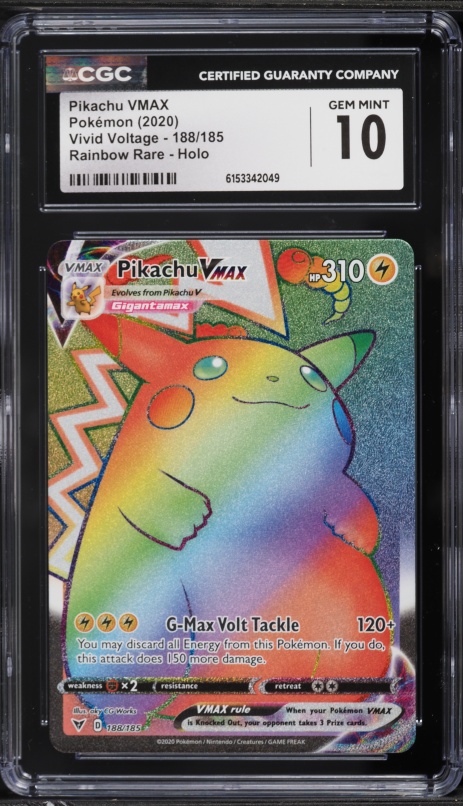 2020 Pokemon Sword & Shield Vivid Voltage Rainbow Rare Pikachu VMAX #188  CGC 8.5 NM-MT+ on Fanatics Collect