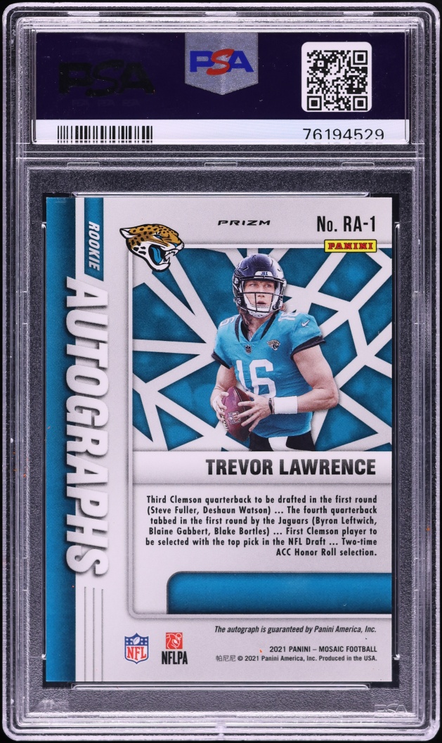 2021 Panini Mosaic Trevor Lawrence ROOKIE AUTO #RA-1 PSA 10 GEM MINT