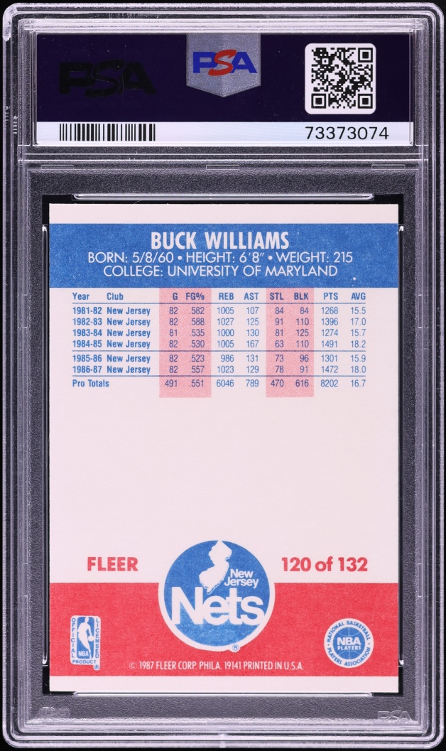 1987 Fleer Basketball Buck Williams #120 PSA 9 MINT