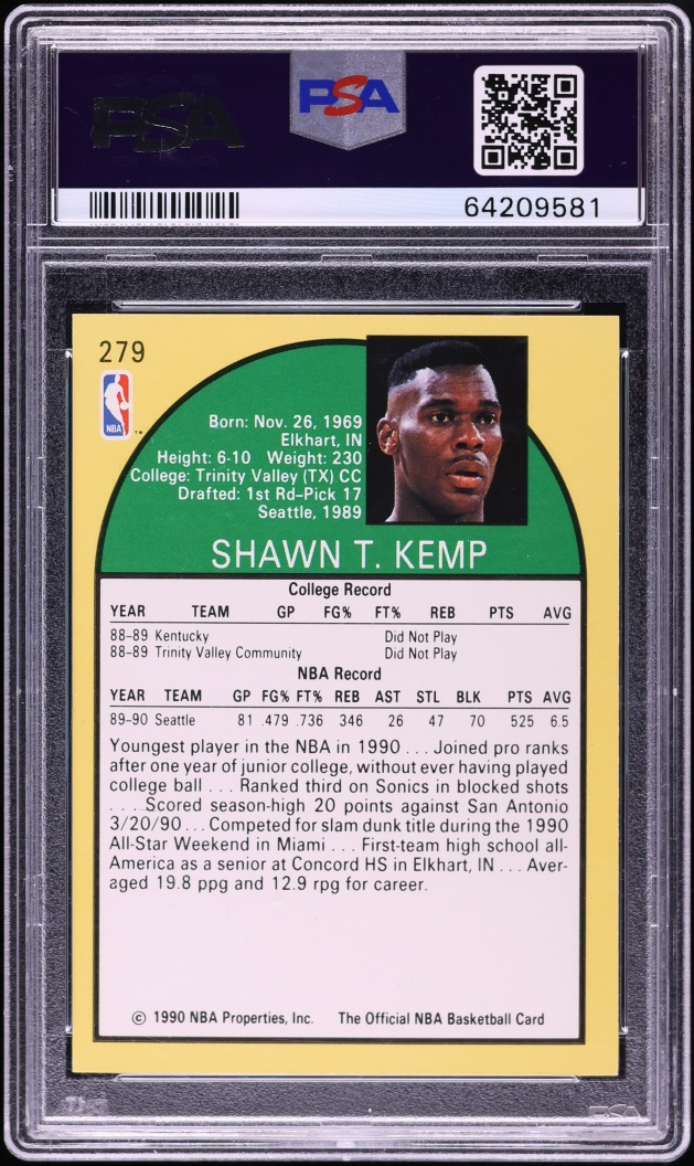 1990 Hoops Shawn Kemp ROOKIE #279 PSA 9 MINT