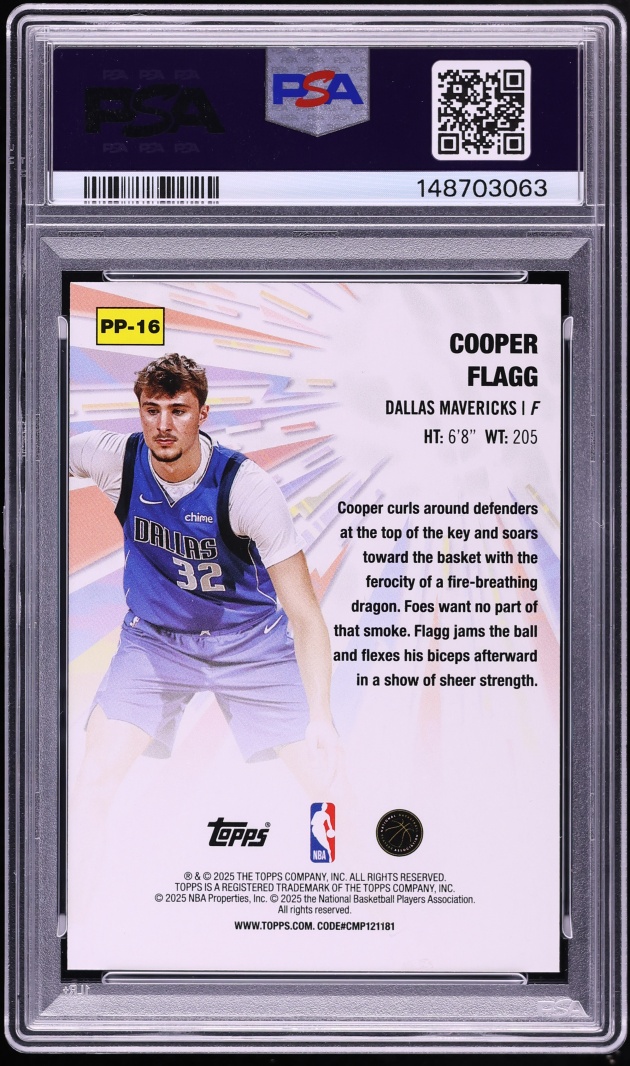 2025 Topps Power Players Cooper Flagg ROOKIE #PP-16 PSA 10 GEM MINT