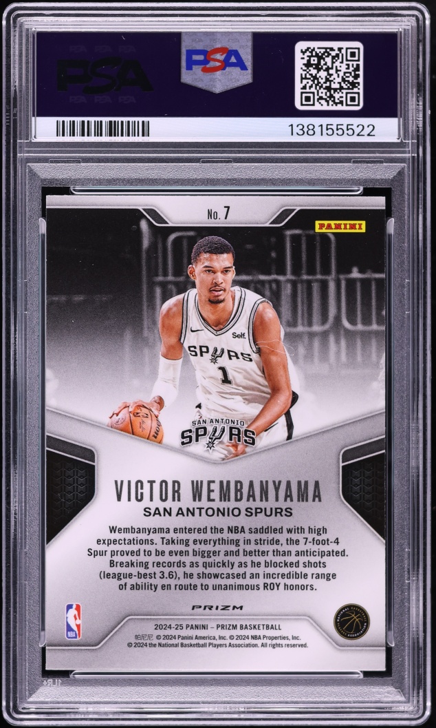 2024 Panini Prizm Dominance Silver Victor Wembanyama #7 PSA 10 GEM MINT