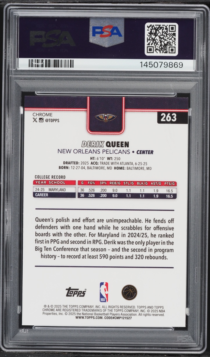 2025 Topps Chrome Derik Queen ROOKIE #263 PSA 9 MINT